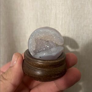 Elegant Gray Geode on Wooden Stand